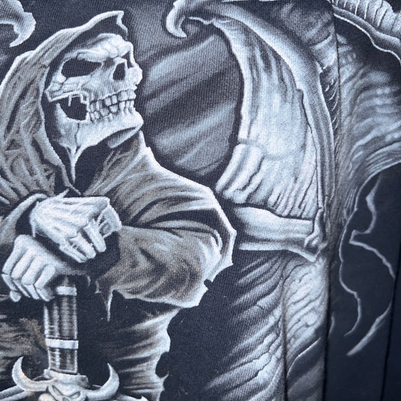 Vintage 2007 Gravestone Reaper Black & White Graphic All Over T Shirt Men’s 2X - Picture 4 of 12